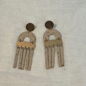 Gold and Cream Dangle Earrings